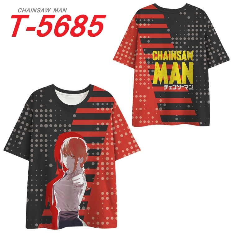 chainsaw man Anime Peripheral Full Color Milk Silk Short Sleeve T-Shirt from S to 6XL T-5685
