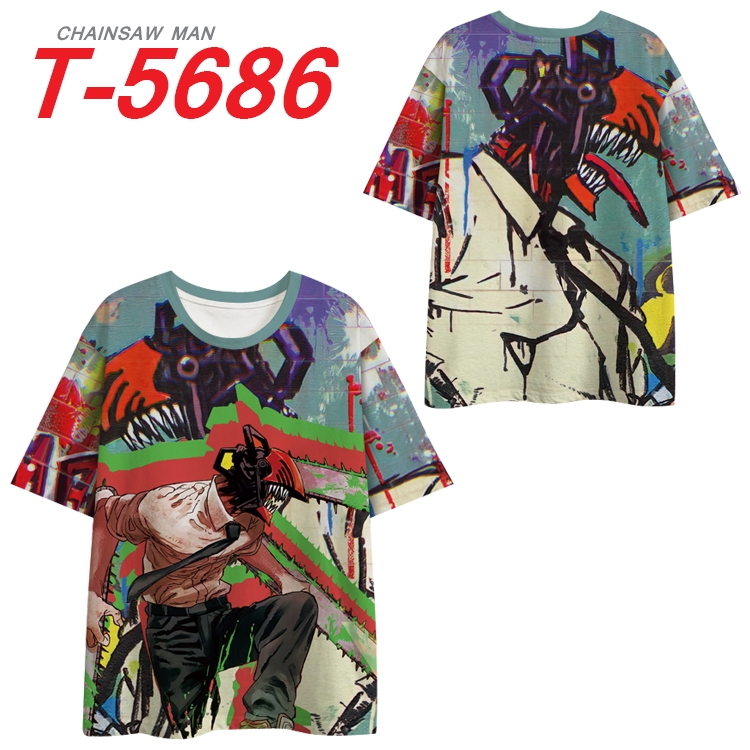 chainsaw man Anime Peripheral Full Color Milk Silk Short Sleeve T-Shirt from S to 6XL T-5686