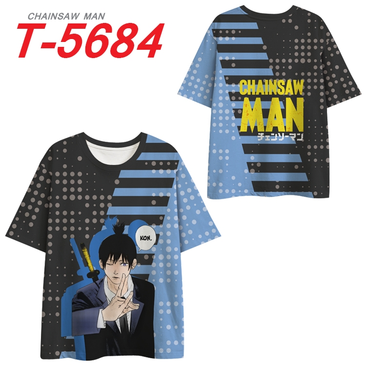 chainsaw man Anime Peripheral Full Color Milk Silk Short Sleeve T-Shirt from S to 6XL T-5684