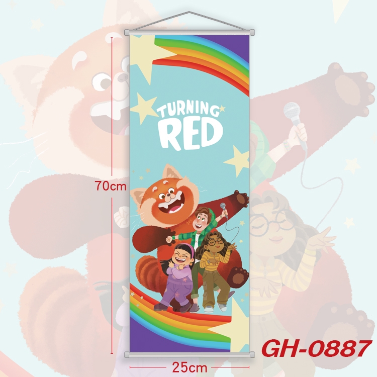 Turning Red Plastic Rod Cloth Small Hanging Canvas Painting 25x70cm price for 5 pcs GH-0887