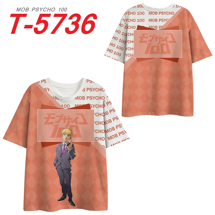 Mob Psycho 100 Anime Peripheral Full Color Milk Silk Short Sleeve T-Shirt from S to 6XL T-5736