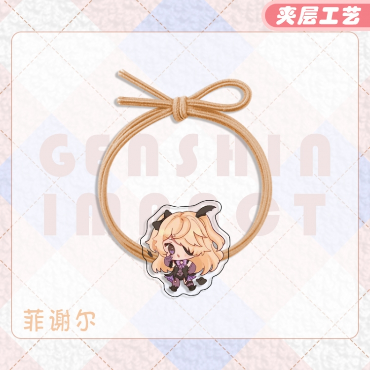 Genshin Impact Anime Acrylic Hair Rope Hair Ring Head Rope Jewelry price for 10 pcs