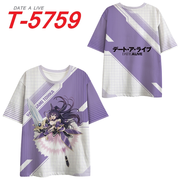 Date-A-Live Anime Peripheral Full Color Milk Silk Short Sleeve T-Shirt from S to 6XL T-5759