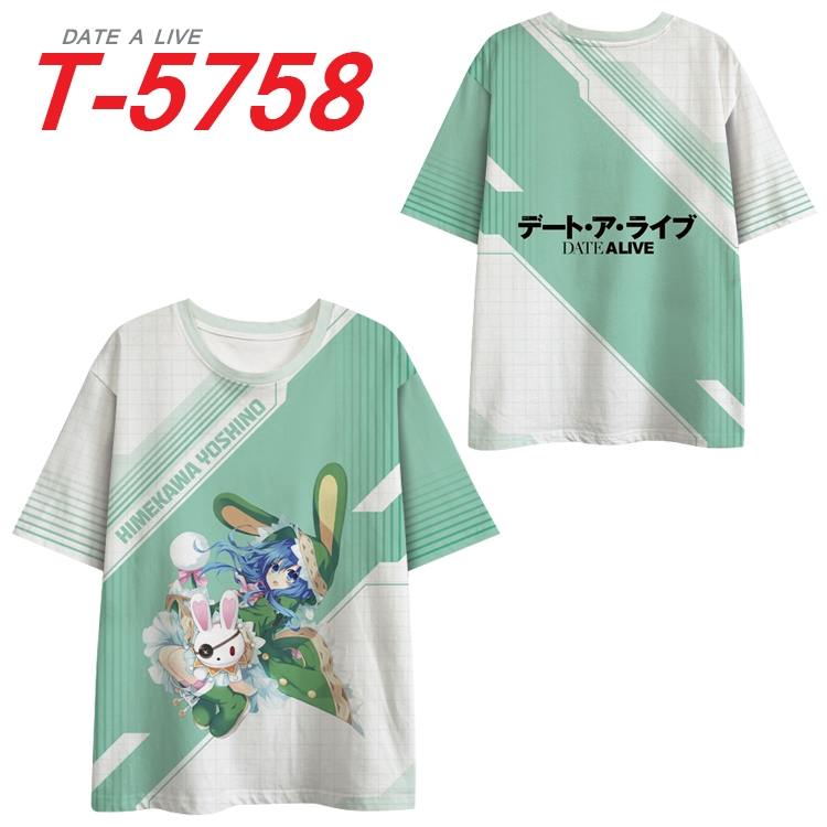 Date-A-Live Anime Peripheral Full Color Milk Silk Short Sleeve T-Shirt from S to 6XL T-5758