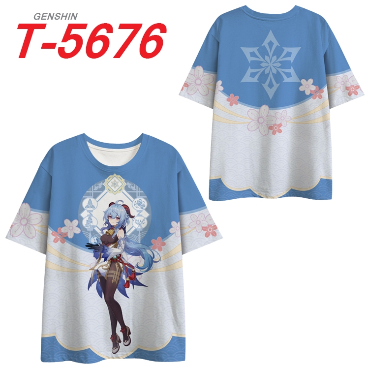 Genshin Impact Anime Peripheral Full Color Milk Silk Short Sleeve T-Shirt from S to 6XL T-5676