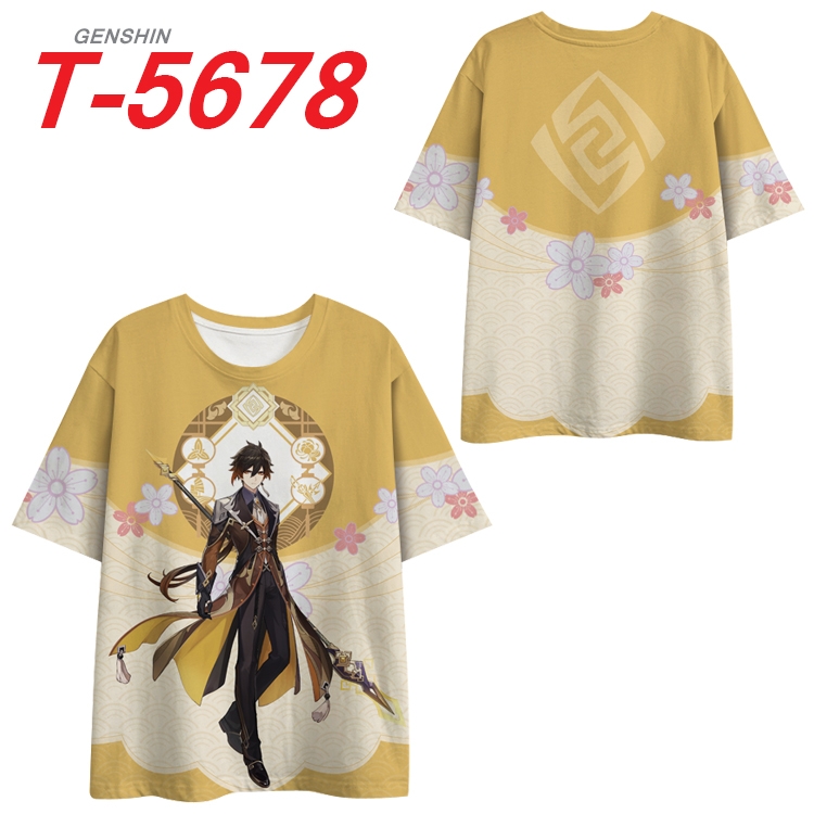 Genshin Impact Anime Peripheral Full Color Milk Silk Short Sleeve T-Shirt from S to 6XL T-5678