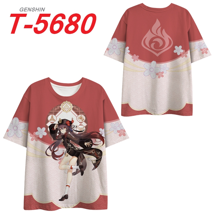Genshin Impact Anime Peripheral Full Color Milk Silk Short Sleeve T-Shirt from S to 6XL T-5680
