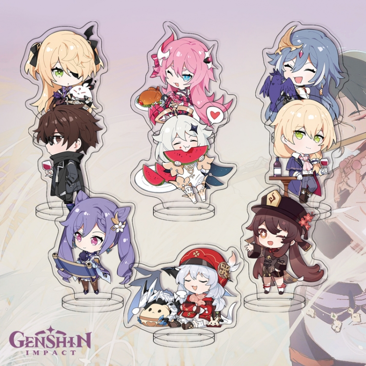 Genshin Impact Anime transparent acrylic Standing Plates Keychain 6cm a set of 9 price for 2 pcs