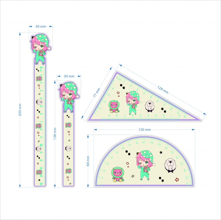 SPY×FAMILY Epoxy Acrylic Ruler Anime Peripheral Two-dimensional Stationery Set