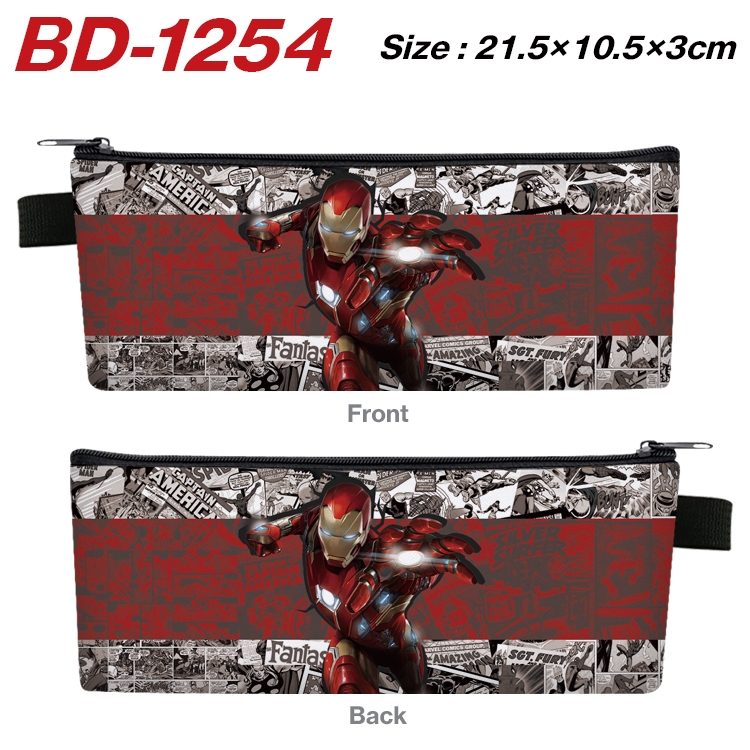 Super hero Film and television PU leather zipper pencil case stationery box 21.5X10.5X3CM BD-1254