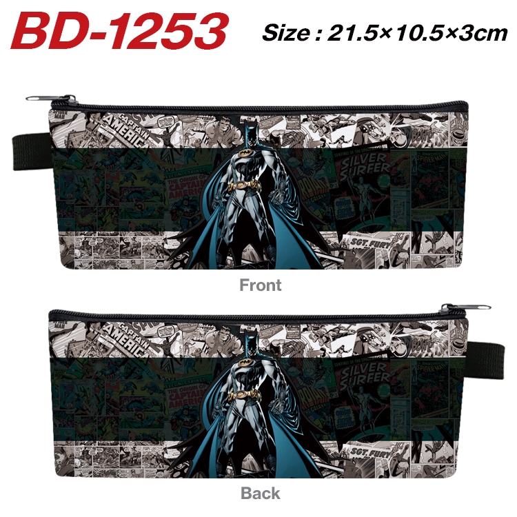 Super hero Film and television PU leather zipper pencil case stationery box 21.5X10.5X3CM BD-1253