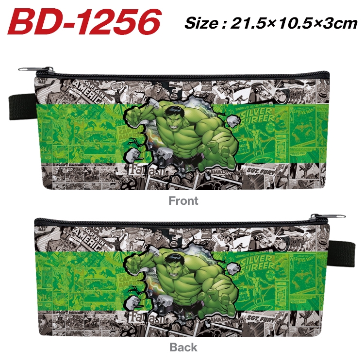 Super hero Film and television PU leather zipper pencil case stationery box 21.5X10.5X3CM BD-1256