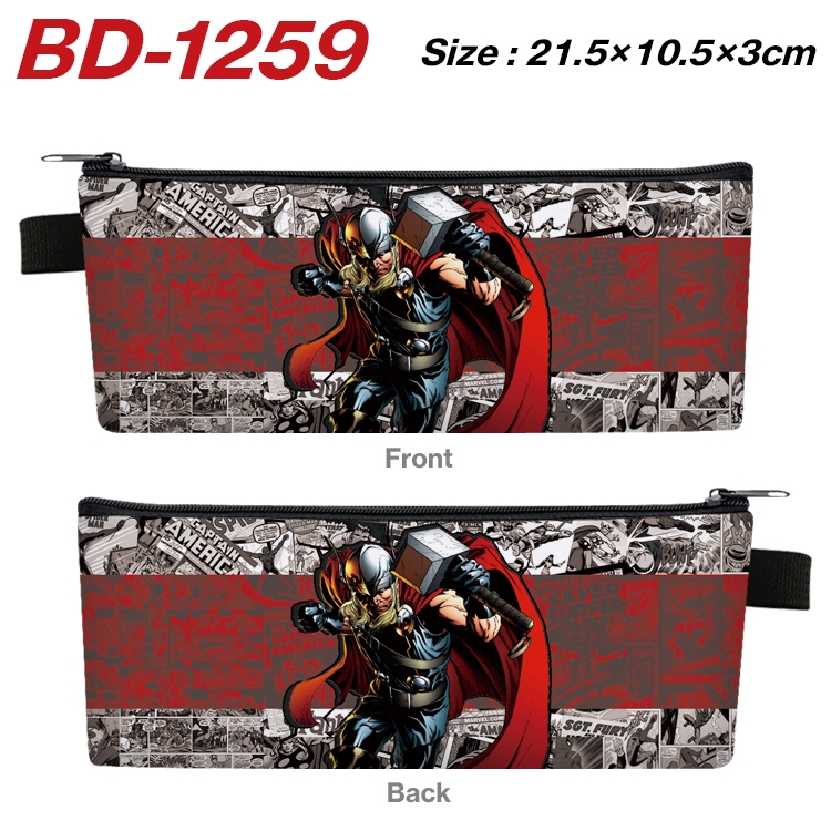 Super hero Film and television PU leather zipper pencil case stationery box 21.5X10.5X3CM BD-1259