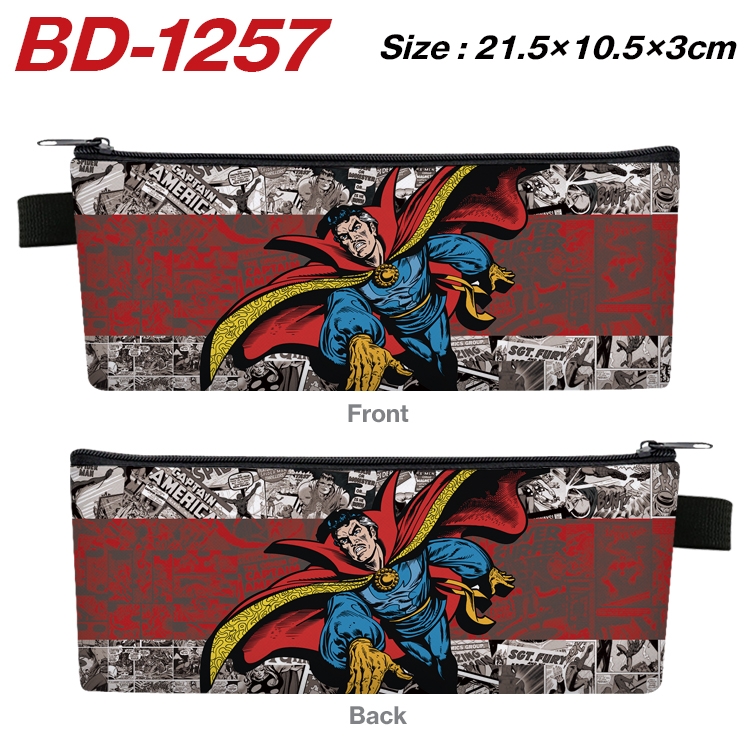 Super hero Film and television PU leather zipper pencil case stationery box 21.5X10.5X3CM BD-1257