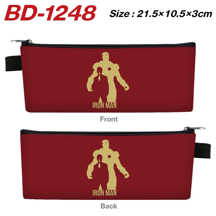 Super hero Film and television PU leather zipper pencil case stationery box 21.5X10.5X3CM BD-1248