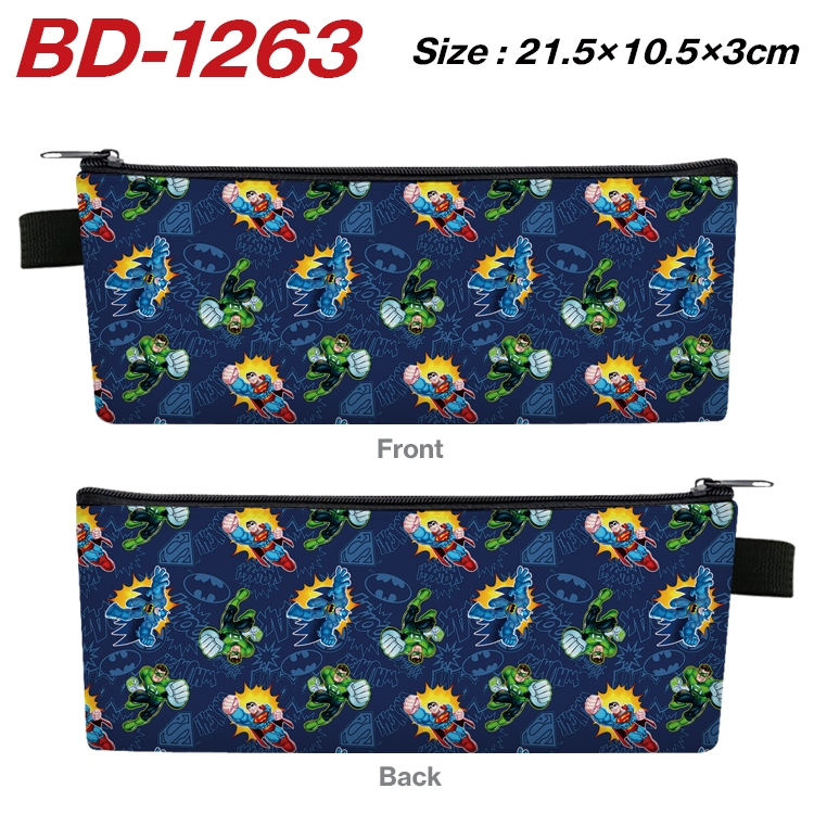 Super hero Film and television PU leather zipper pencil case stationery box 21.5X10.5X3CM BD-1263