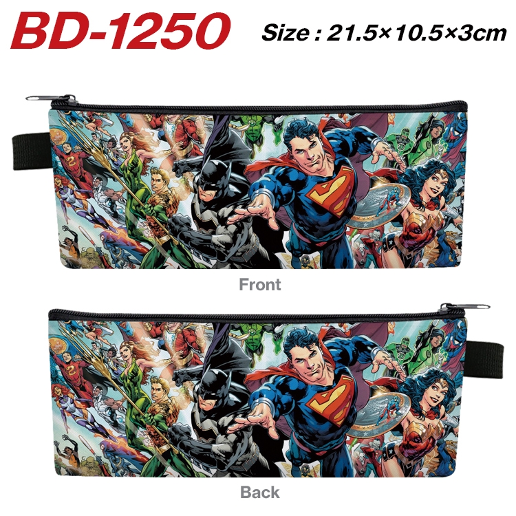 Super hero Film and television PU leather zipper pencil case stationery box 21.5X10.5X3CM BD-1250