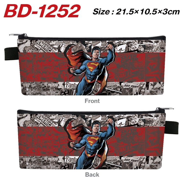 Super hero Film and television PU leather zipper pencil case stationery box 21.5X10.5X3CM BD-1252