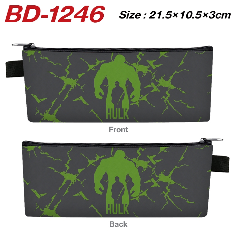 Super hero Film and television PU leather zipper pencil case stationery box 21.5X10.5X3CM BD-1246