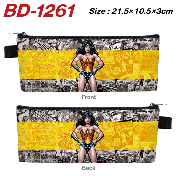 Super hero Film and television PU leather zipper pencil case stationery box 21.5X10.5X3CM BD-1261