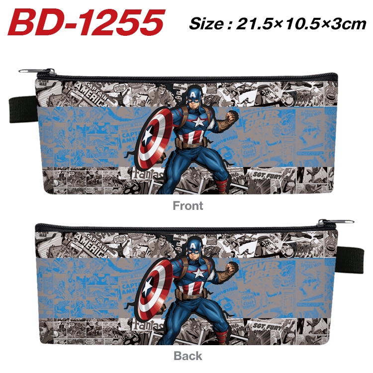 Super hero Film and television PU leather zipper pencil case stationery box 21.5X10.5X3CM BD-1255