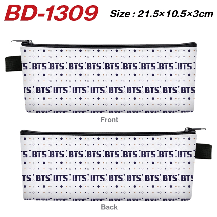 BTS Star movie PU leather zipper pencil case stationery box 21.5X10.5X3CM BD-1309