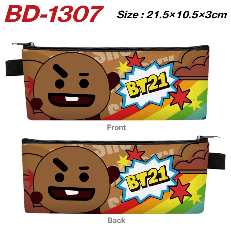 BTS Star movie PU leather zipper pencil case stationery box 21.5X10.5X3CM BD-1307