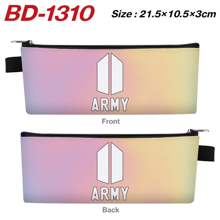 BTS Star movie PU leather zipper pencil case stationery box 21.5X10.5X3CM BD-1310