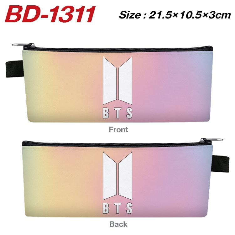 BTS Star movie PU leather zipper pencil case stationery box 21.5X10.5X3CM BD-1311