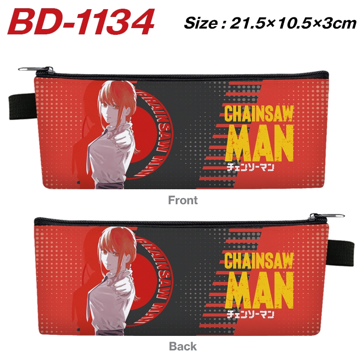 chainsaw man Anime Peripheral PU Leather Zipper Pencil Case Stationery Box 21.5X10.5X3CM BD-1134