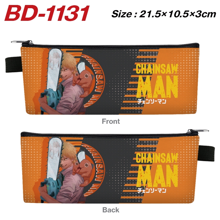 chainsaw man Anime Peripheral PU Leather Zipper Pencil Case Stationery Box 21.5X10.5X3CM BD-1131