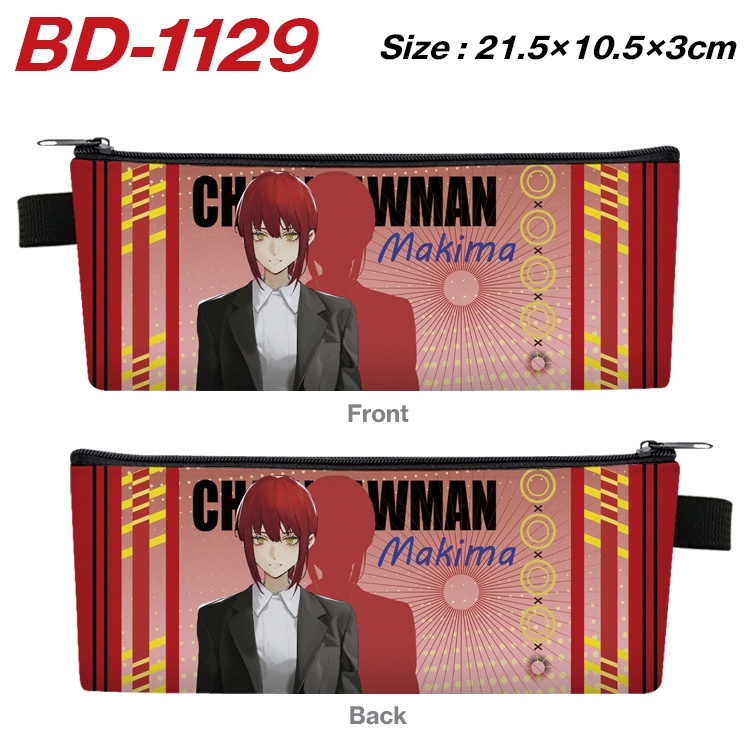 chainsaw man Anime Peripheral PU Leather Zipper Pencil Case Stationery Box 21.5X10.5X3CM BD-1129