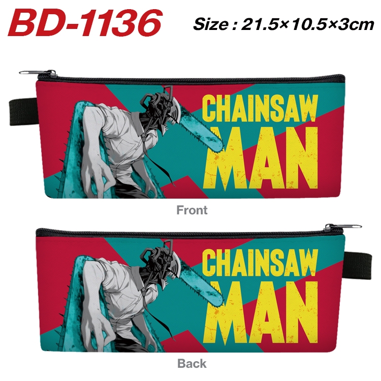 chainsaw man Anime Peripheral PU Leather Zipper Pencil Case Stationery Box 21.5X10.5X3CM BD-1136