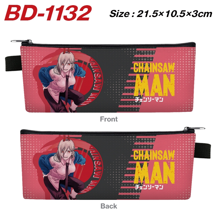 chainsaw man Anime Peripheral PU Leather Zipper Pencil Case Stationery Box 21.5X10.5X3CM BD-1132