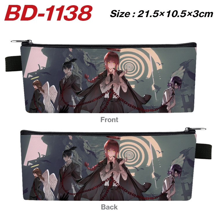 chainsaw man Anime Peripheral PU Leather Zipper Pencil Case Stationery Box 21.5X10.5X3CM BD-1138