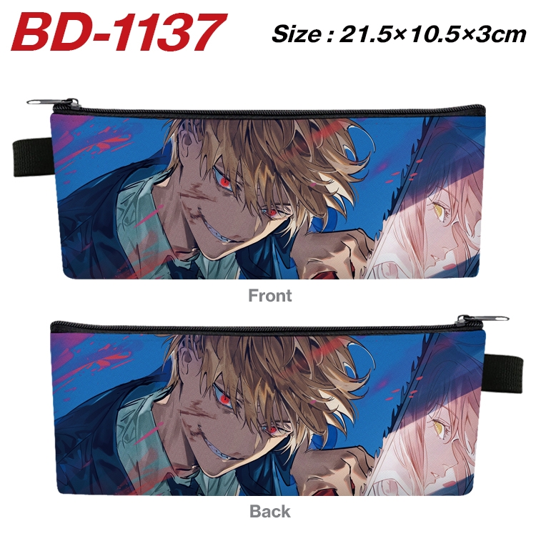 chainsaw man Anime Peripheral PU Leather Zipper Pencil Case Stationery Box 21.5X10.5X3CM BD-1137