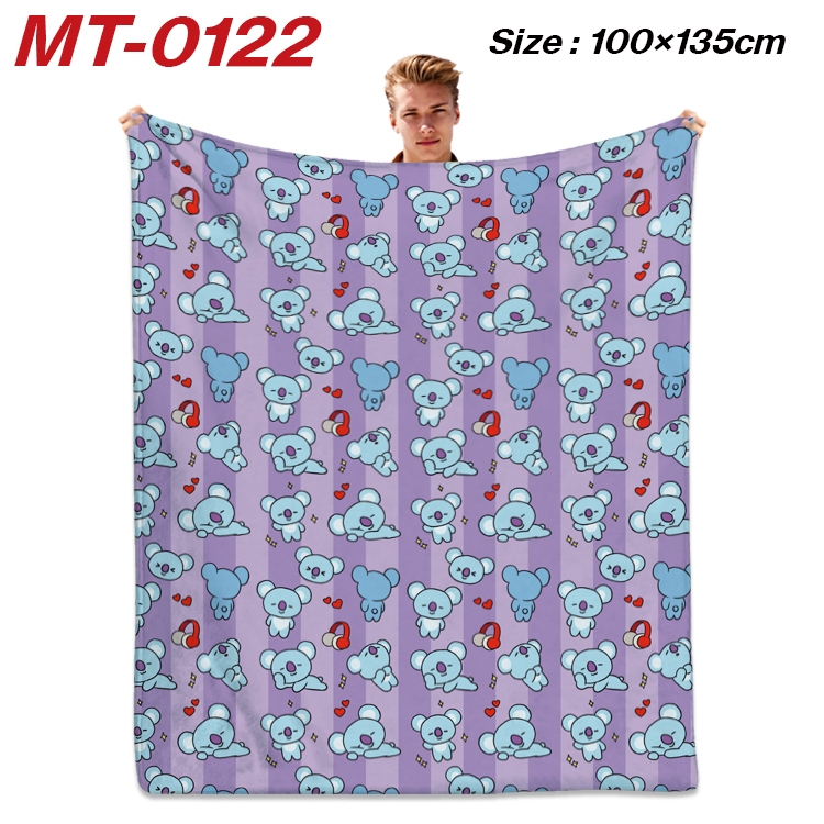 BTS Star Flannel Blanket Air Conditioning Quilt Double Sided Printing 100x135cm  MT-0122