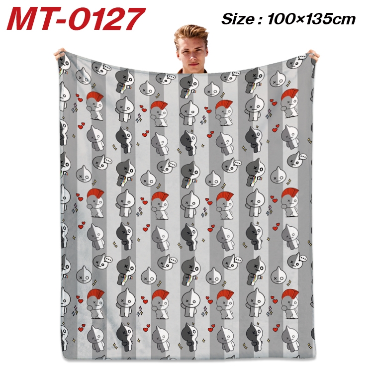 BTS Star Flannel Blanket Air Conditioning Quilt Double Sided Printing 100x135cm MT-0127