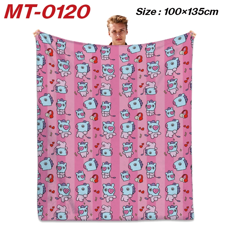 BTS Star Flannel Blanket Air Conditioning Quilt Double Sided Printing 100x135cm MT-0120