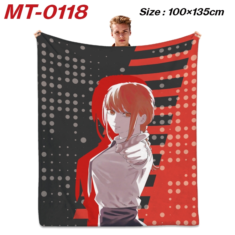 chainsaw man  Anime Flannel Blanket Air Conditioning Quilt Double Sided Printing 100x135cm MT-0118