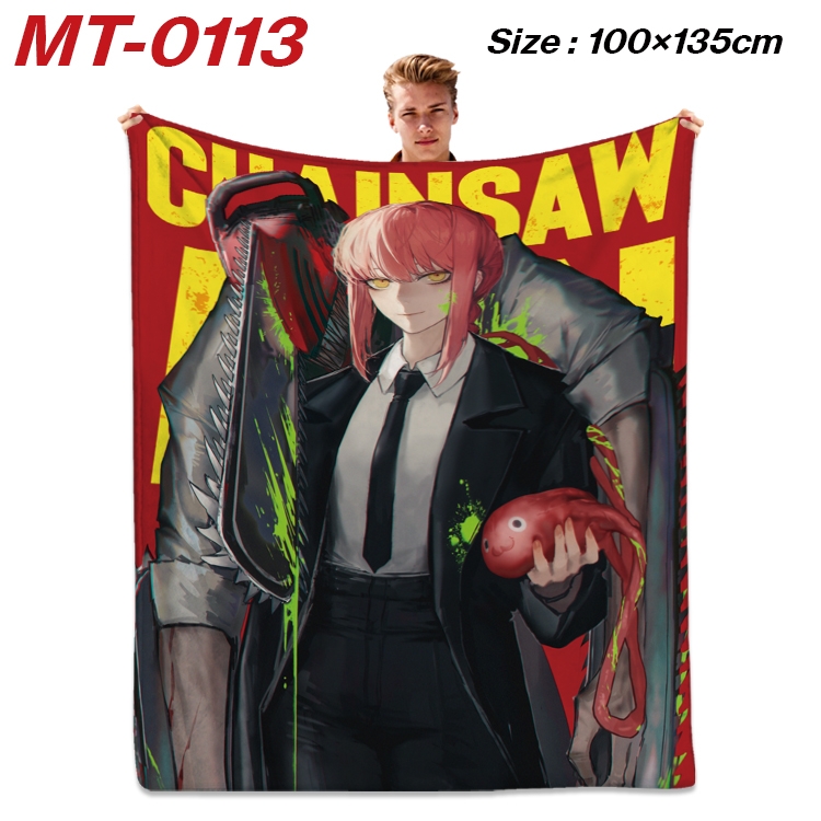 chainsaw man  Anime Flannel Blanket Air Conditioning Quilt Double Sided Printing 100x135cm MT-0113
