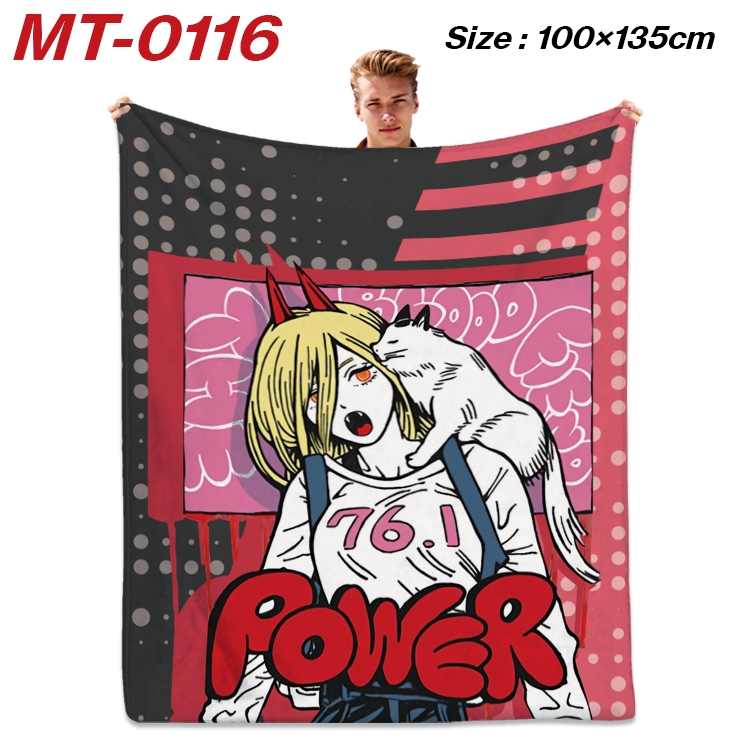 chainsaw man  Anime Flannel Blanket Air Conditioning Quilt Double Sided Printing 100x135cm MT-0116