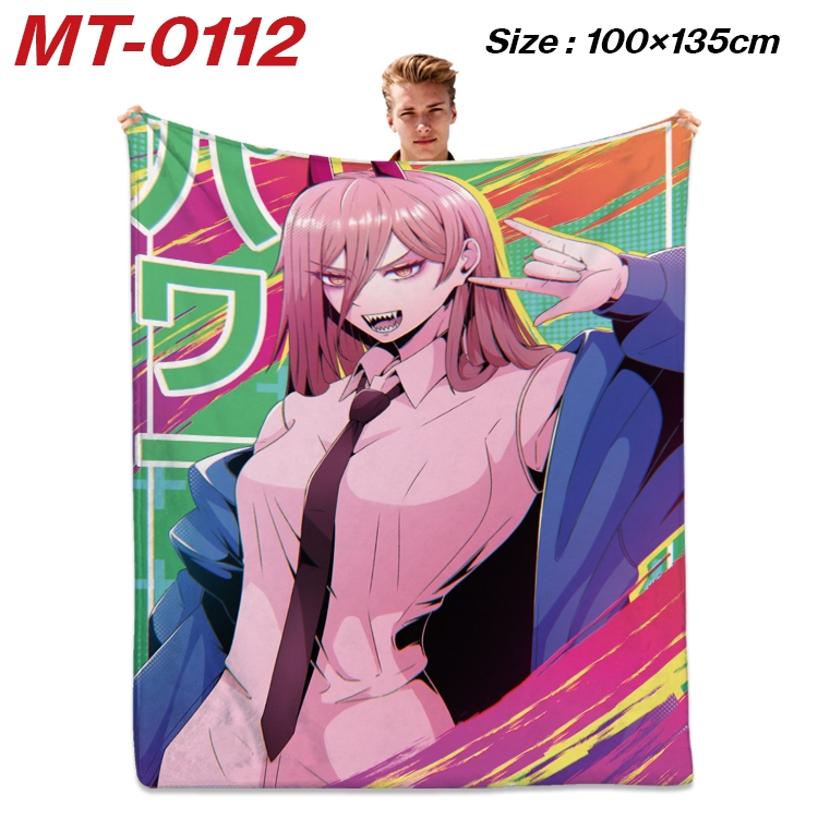 chainsaw man  Anime Flannel Blanket Air Conditioning Quilt Double Sided Printing 100x135cm MT-0112