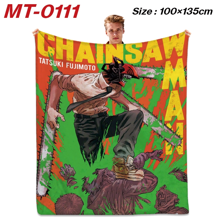 chainsaw man  Anime Flannel Blanket Air Conditioning Quilt Double Sided Printing 100x135cm MT-0111