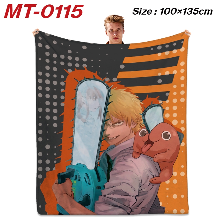 chainsaw man  Anime Flannel Blanket Air Conditioning Quilt Double Sided Printing 100x135cm MT-0115