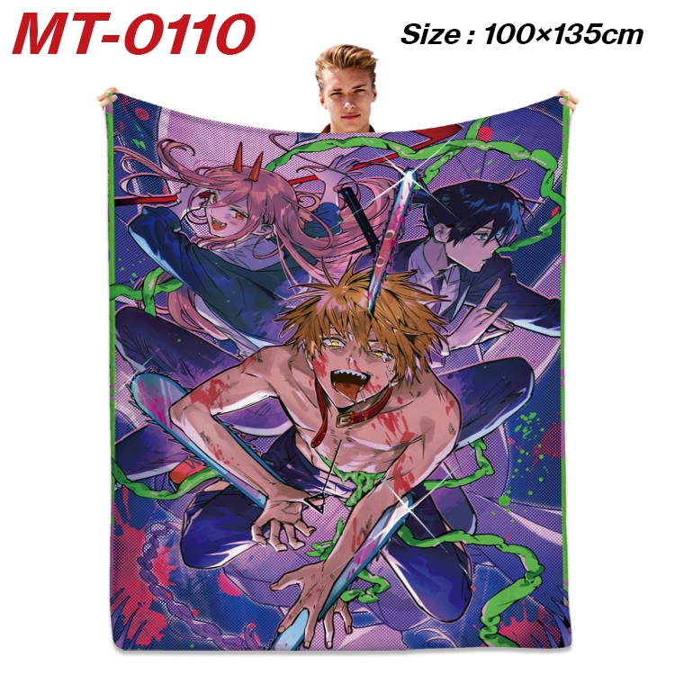 chainsaw man  Anime Flannel Blanket Air Conditioning Quilt Double Sided Printing 100x135cm  MT-0110