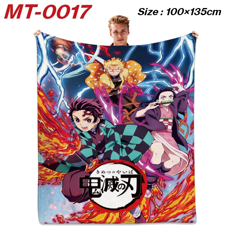 Demon Slayer Kimets Anime Flannel Blanket Air Conditioning Quilt Double Sided Printing 100x135cm MT-0017