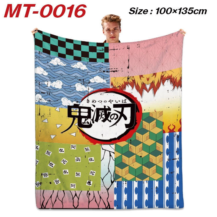 Demon Slayer Kimets Anime Flannel Blanket Air Conditioning Quilt Double Sided Printing 100x135cm MT-0016