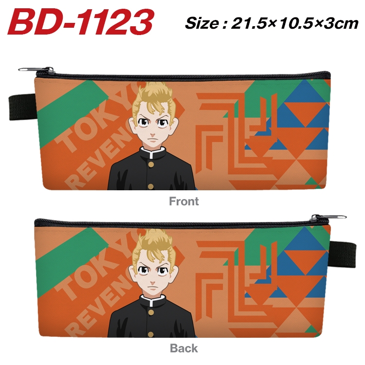 Tokyo Revengers Anime Peripheral PU Leather Zipper Pencil Case Stationery Box 21.5X10.5X3CM BD-1123