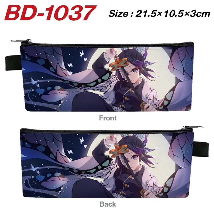 Demon Slayer Kimets Anime Peripheral PU Leather Zipper Pencil Case Stationery Box 21.5X10.5X3CM BD-1037